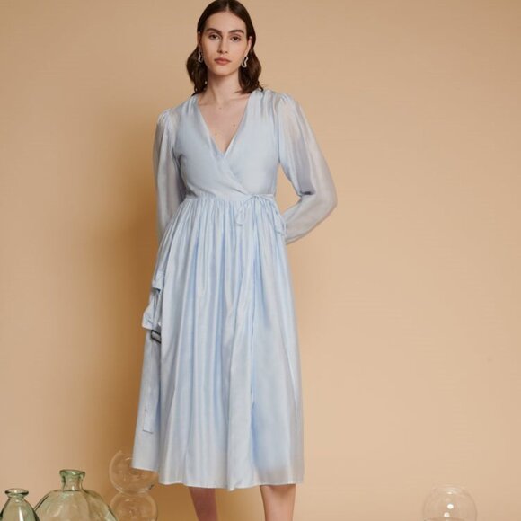Ghospell Kenna Cargo Wrap Dress Blue x Free People MED like new 🪻 - Picture 6 of 8